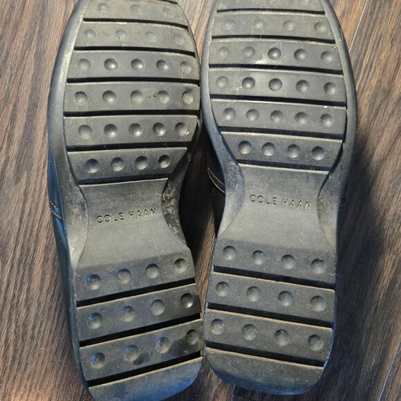 COLE HAAN Men's Black Leather & Tan Heel Slip-On Loafer SIZE 11M - Picture 7 of 9